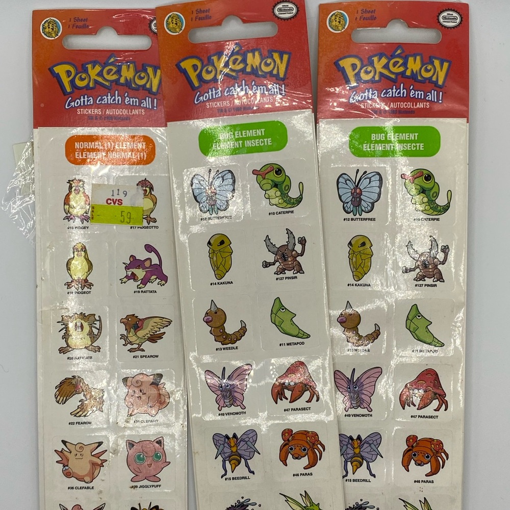 Lot of Vintage Sandylion Pokémon Sticker Sheets Gen 1 Kanto 90s